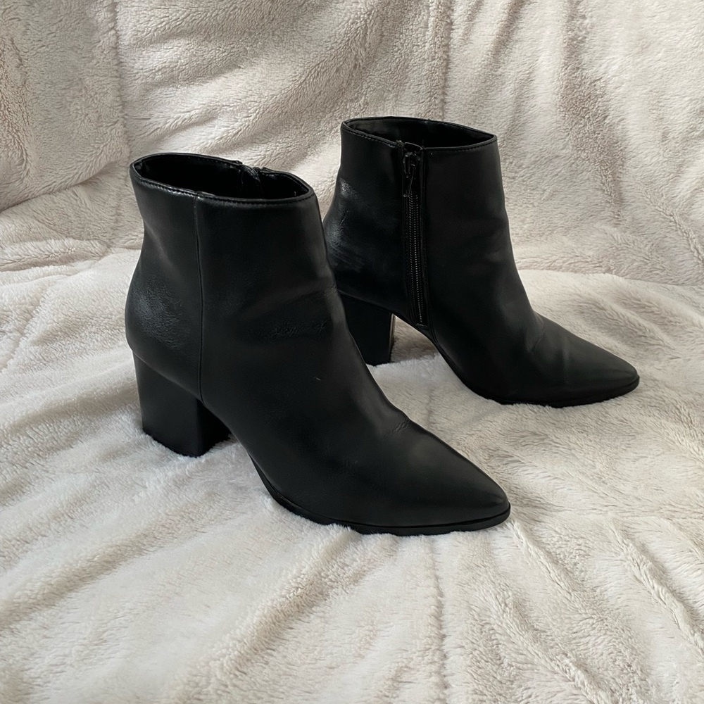 Black Leather Ankle Booties - Picture 4 of 7